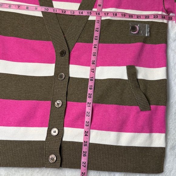 Free People League Of Her Own Cardigan XS  Brown Striped Oversized Academia Prep - Picture 11 of 17